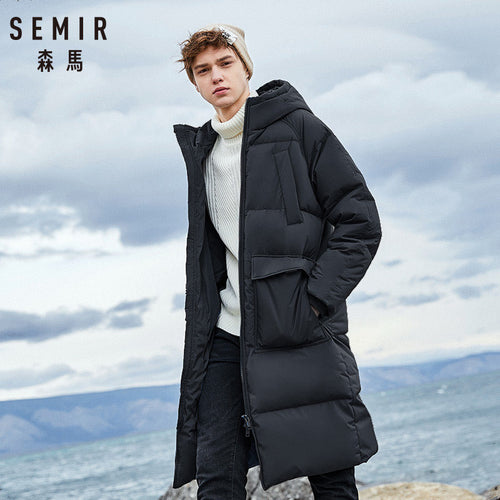 SEMIR 2019 New Clothing Down Winter Jackets Business Long Thick Winter Coat Men Solid Fashion Overcoat Outerwear Warm