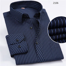 Load image into Gallery viewer, New 8xl Plus Size Large Men Turndown Collar Long sleeve Non-Iron dress striped shirts with chest pocket regular fit male tops