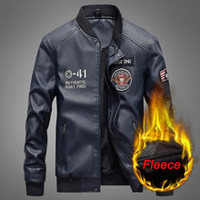 Load image into Gallery viewer, New Autumn Winter Motorcycle Leather Jacket Men Windbreaker Hooded PU Jackets Male Outwear Warm PU Baseball Jackets Size S-4XL