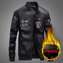 Load image into Gallery viewer, New Autumn Winter Motorcycle Leather Jacket Men Windbreaker Hooded PU Jackets Male Outwear Warm PU Baseball Jackets Size S-4XL