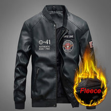 Load image into Gallery viewer, New Autumn Winter Motorcycle Leather Jacket Men Windbreaker Hooded PU Jackets Male Outwear Warm PU Baseball Jackets Size S-4XL